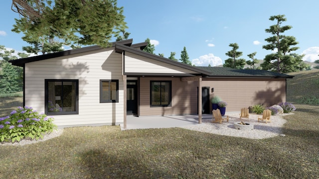 715 Palmer Ln, Chewelah, WA 99109 - rear view of property featuring a patio area and a fire pit