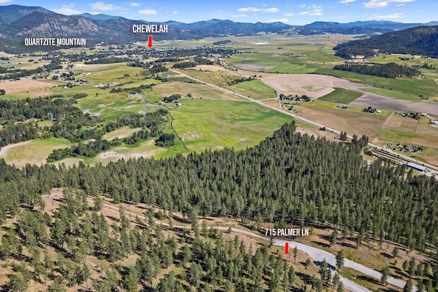 715 Palmer Ln, Chewelah, WA 99109 - aerial overview of property's location featuring mountains