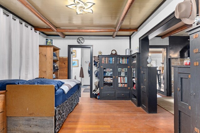 3063 Hungry Hill Rd, Kettle Falls, WA 99141 - bedroom with wood finished floors and beam ceiling