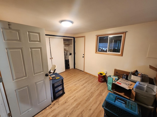 miscellaneous room featuring light hardwood / wood-style flooring