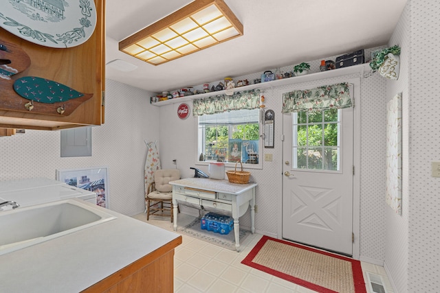 76 Kifer Rd, Kettle Falls, WA 99141 - laundry room featuring wallpapered walls and electric panel