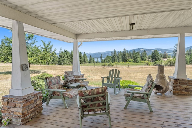 76 Kifer Rd, Kettle Falls, WA 99141 - wooden terrace with a mountain view