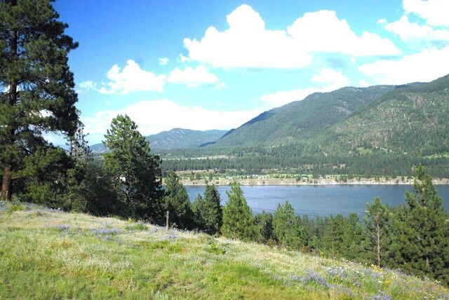 view of mountain feature featuring a water view