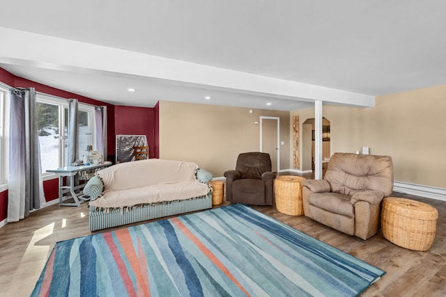 living room with hardwood / wood-style flooring