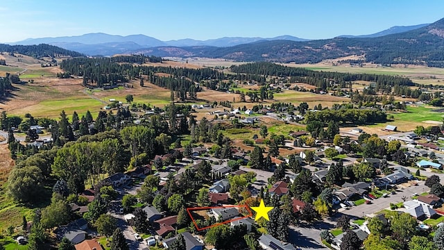 drone / aerial view with a mountain view