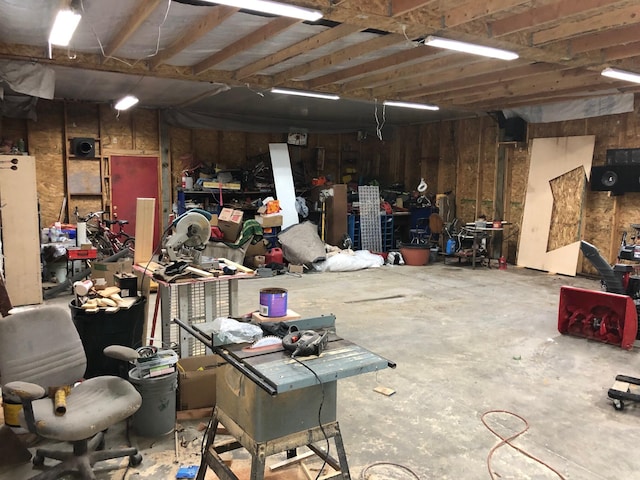 interior space with a workshop area