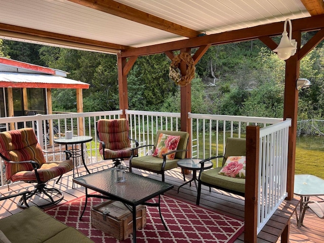 2851 Deep Lake Lopps Rd, Colville, WA 99114 - wooden terrace featuring an outdoor living space