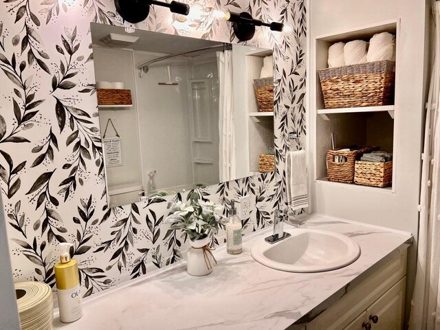 2851 Deep Lake Lopps Rd, Colville, WA 99114 - full bath with vanity and a shower with shower curtain