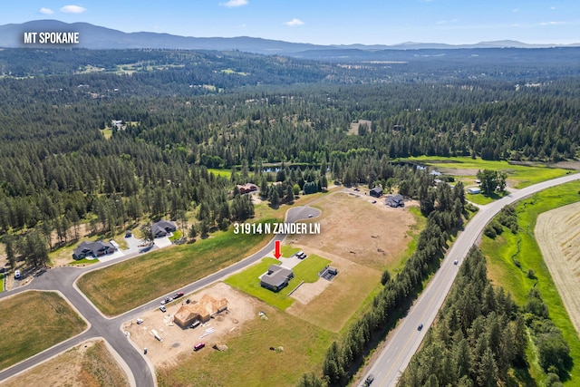 31914 N Zander Ln, Chattaroy, WA 99003 - aerial view of property's location with a heavily wooded area and mountains