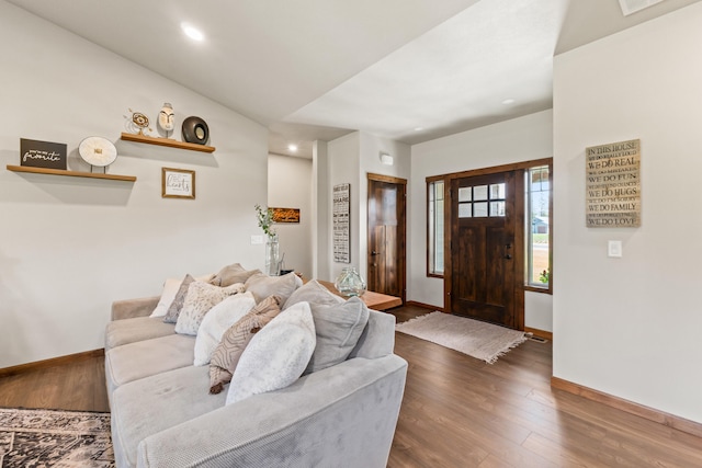 31914 N Zander Ln, Chattaroy, WA 99003 - entrance foyer with wood finished floors, baseboards, and recessed lighting