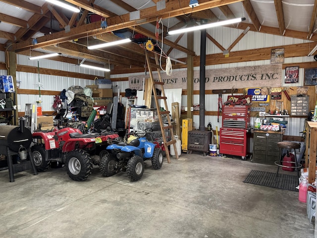 garage featuring a workshop area