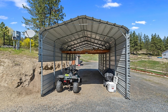 view of parking with a carport