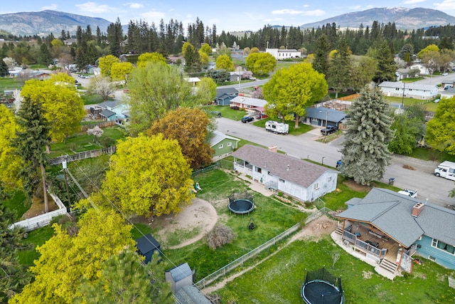 birds eye view of property featuring a residential view and a mountain view