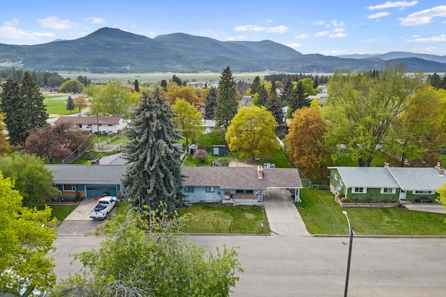 aerial view featuring a mountain view