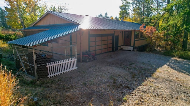 exterior space featuring a garage