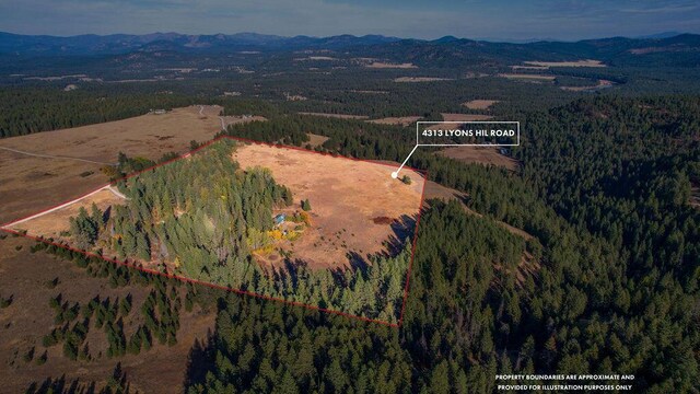 birds eye view of property featuring a mountain view