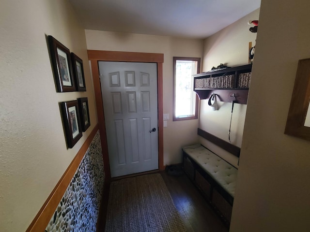 doorway to outside featuring dark hardwood / wood-style floors