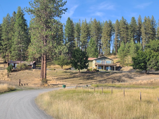 view of road with a rural view