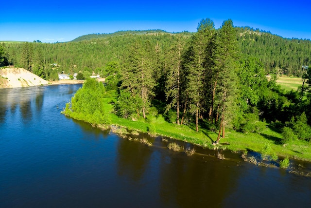 20 River Ranch Rd, Kettle Falls, WA 99141 - water view featuring a forest and a mountain backdrop