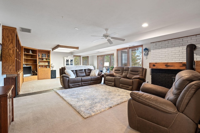 4203 S Suncrest Ln, Spokane Valley, WA 99037 - living room featuring carpet flooring and a ceiling fan