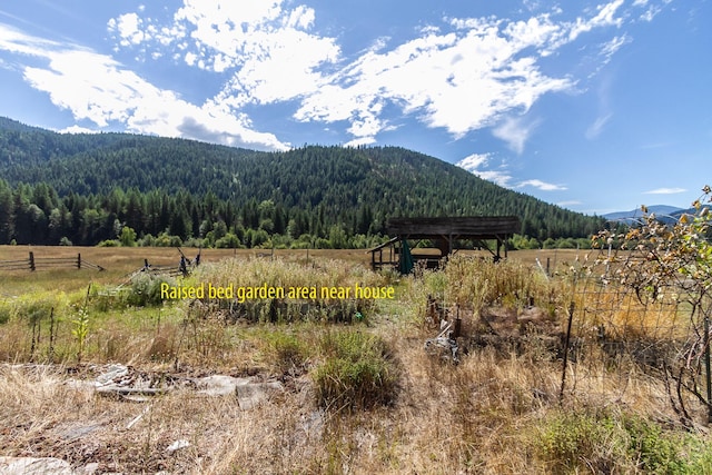 view of mountain feature featuring a rural view