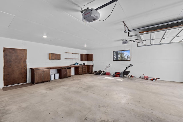 garage with a garage door opener