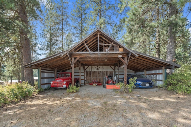 view of parking with a carport