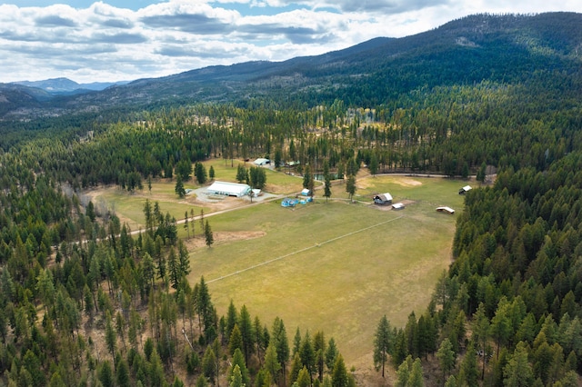 birds eye view of property with a mountain view