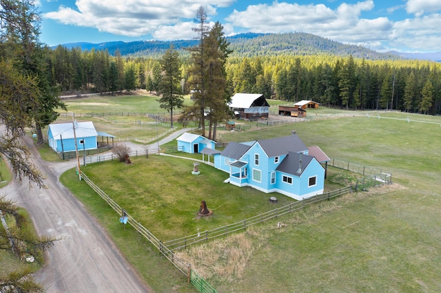 drone / aerial view featuring a mountain view