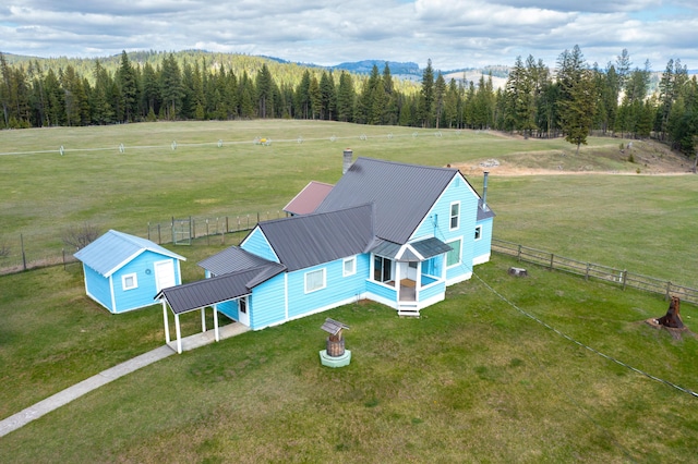 bird's eye view with a rural view