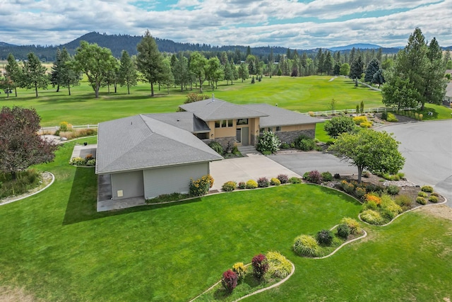 aerial view featuring a mountain view