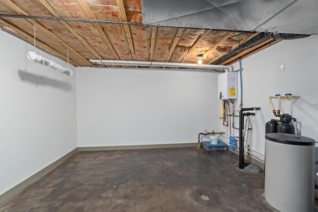 basement with tankless water heater