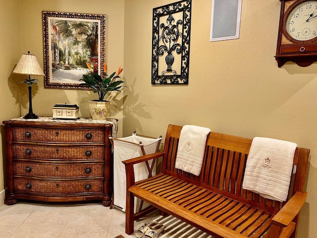 sitting room with light tile patterned flooring