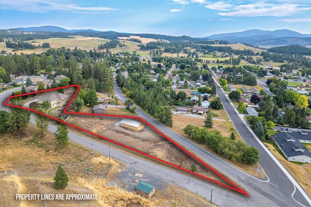 aerial view with a mountain view