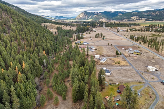 aerial view with a mountain view