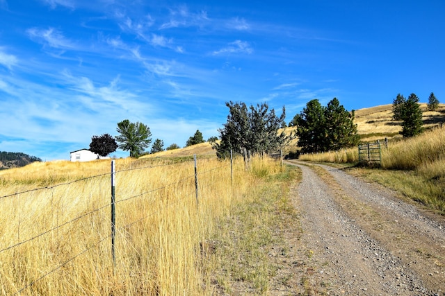 view of street with a rural view