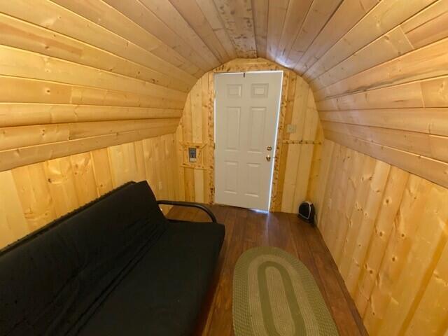 158 Teal Rd, Usk, WA 99180 - bonus room featuring wooden walls, vaulted ceiling, hardwood / wood-style flooring, and wooden ceiling
