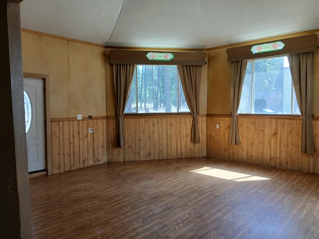 4224 Grouse Creek Rd Unit C, Loon Lake, WA 99148 - empty room with wainscoting, wood walls, and wood finished floors