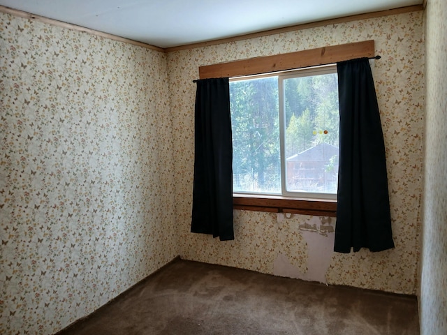 4224 Grouse Creek Rd Unit C, Loon Lake, WA 99148 - spare room with carpet flooring and wallpapered walls
