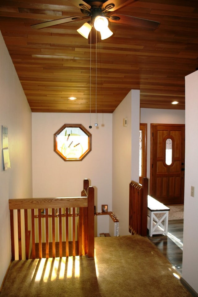 4738 Price Rd, Clayton, WA 99110 - interior space featuring wood ceiling, ceiling fan, and recessed lighting