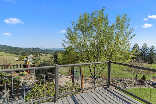 deck featuring a mountain view