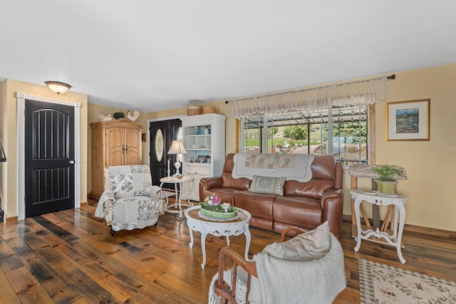 living room with wood-type flooring