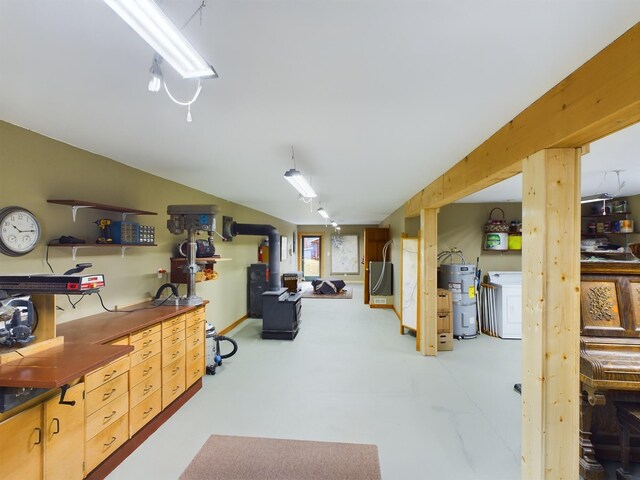 basement featuring water heater