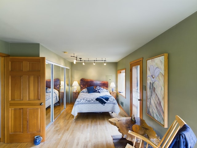 156 Gold Mountain Rd, Republic, WA 99166 - bedroom featuring rail lighting, a closet, and light wood-type flooring