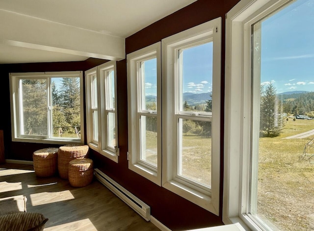 sunroom / solarium with a healthy amount of sunlight and baseboard heating