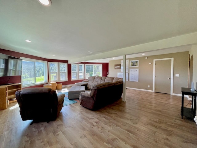 living room featuring light hardwood / wood-style floors