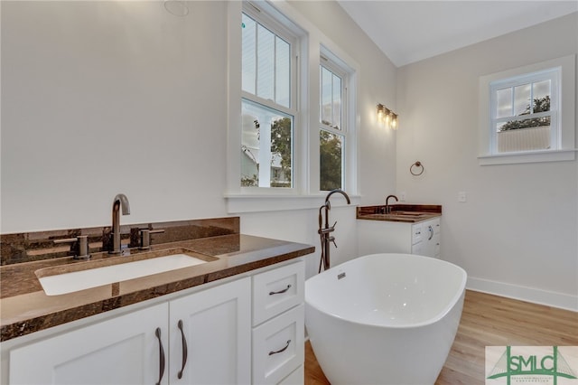 49 Salt Marsh Dr, Midway, GA 31320 - bathroom featuring vanity, a bathtub, and hardwood / wood-style floors