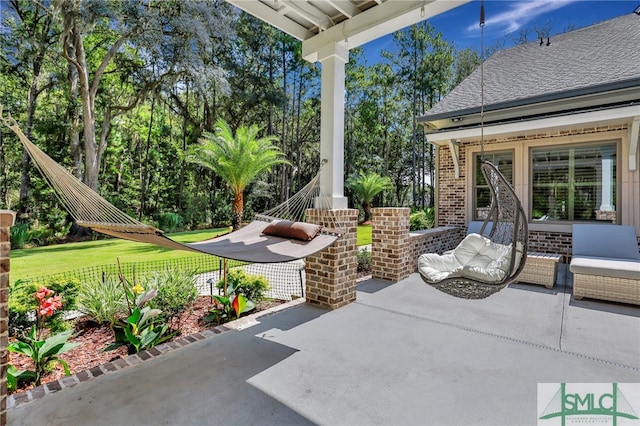 view of patio with an outdoor living space