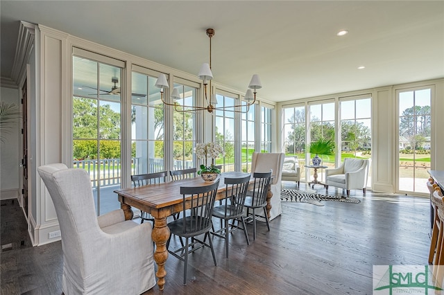 dining area featuring dark hardwood / wood-style flooring