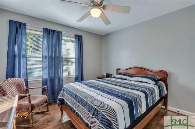 116 E 66th St, Savannah, GA 31405 - bedroom featuring ceiling fan and dark hardwood / wood-style flooring